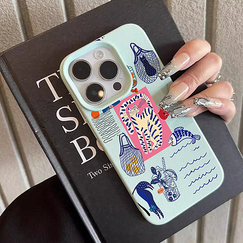 Phone Cases Protective - Sevimli Kiraz Kedi Baskılı Telefon Kılıfları