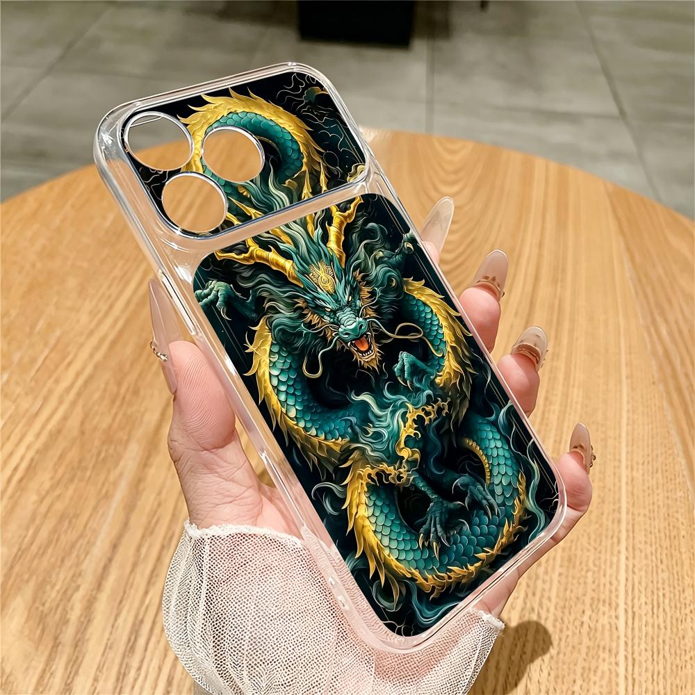 Phone Cases Green - Yeşil Ejderha tasarımlı şeffaf telefon kılıfı,