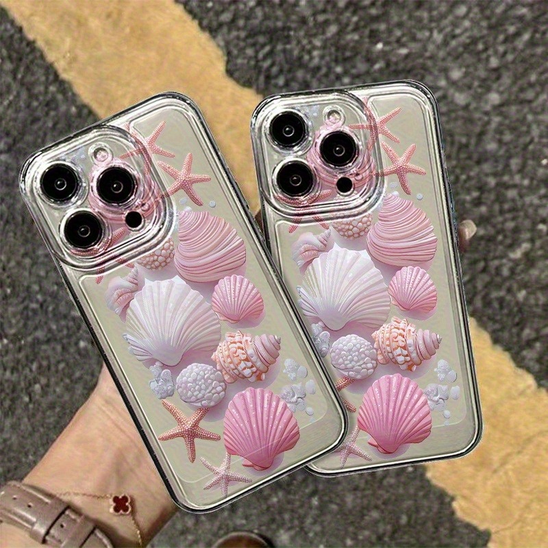 Phone Cases Pink - Trendy Pembe Deniz Kabuğu Desenli iPhone