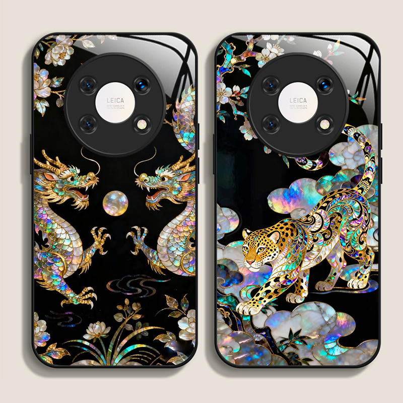 Phone Cases Xiaomi 14T - Şık Ejderha Leopar Mermer Desenli Temperli