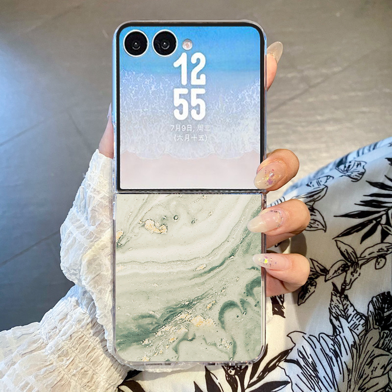 Phone Cases Z Fold 5 - Yaldızlı Mermer Desenli Telefon Kılıfı Samsung