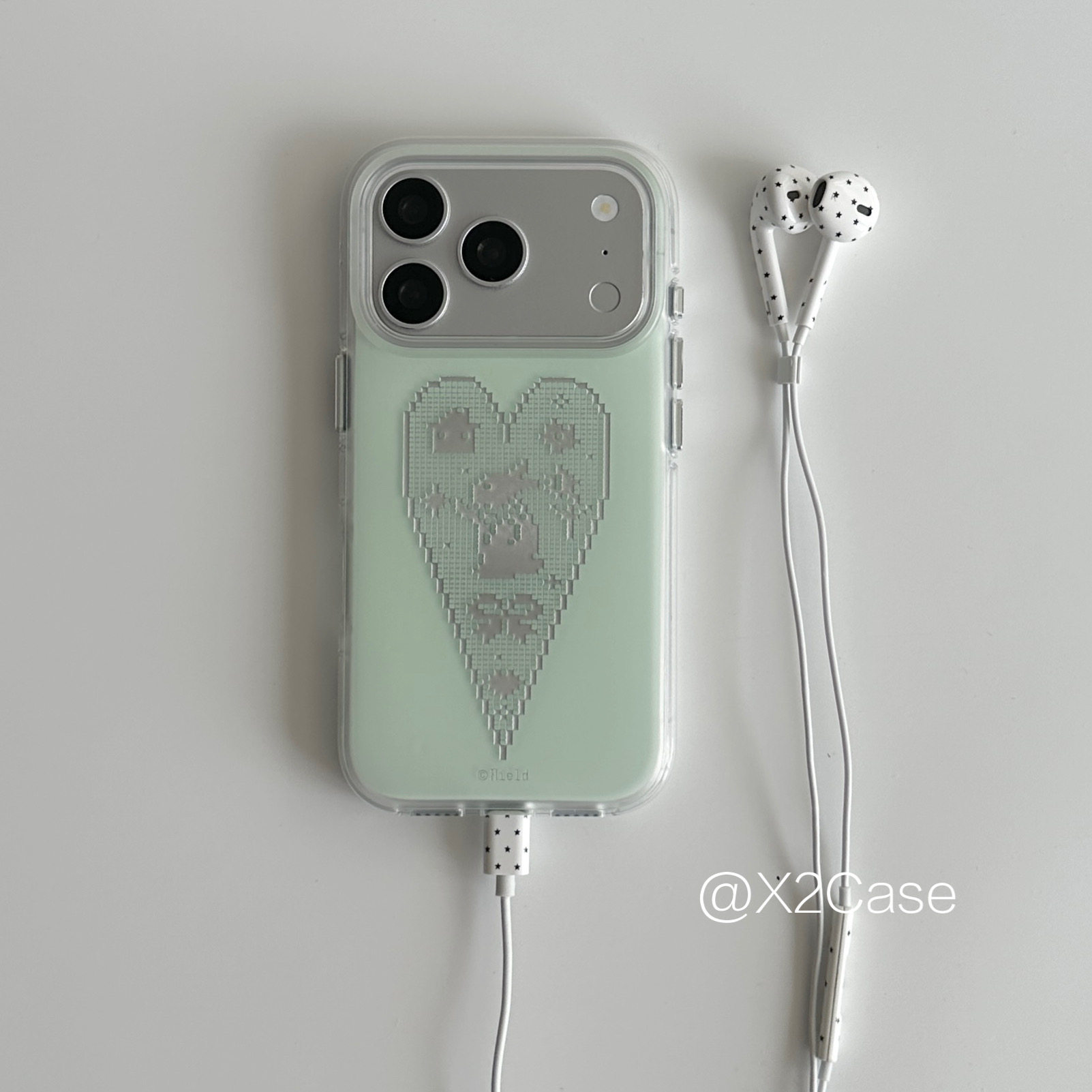 Phone Cases Green - Kore Tarzı Yeşil Aşk Piksel Tavşanlı