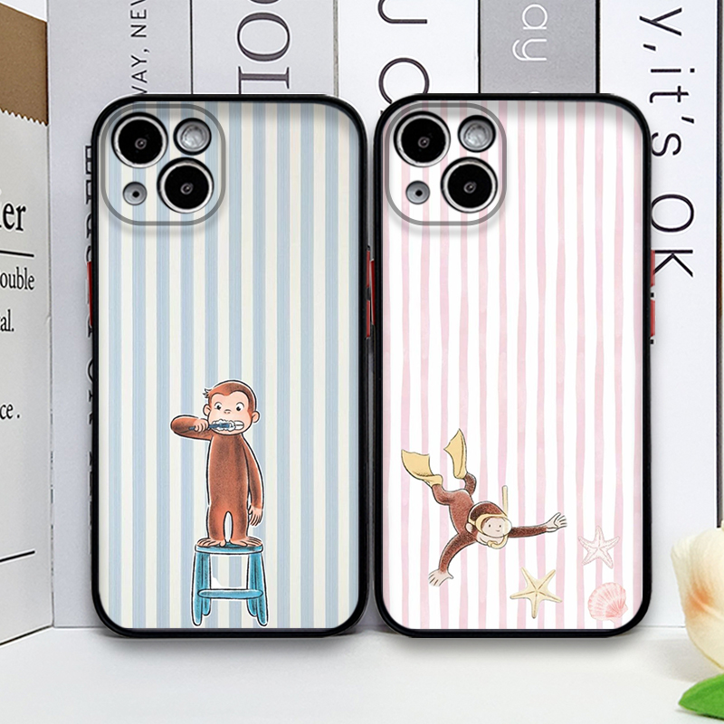 Phone Cases Iphone 17 Pro Max - Çizgi Film Çizgili Maymun Kedi Tutan