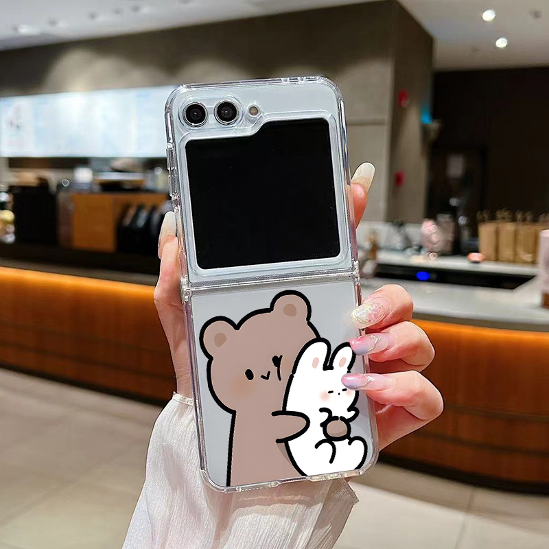Komik Tavşan Ayı Çiftli Şeffaf - Phone Cases Z Fold 5 incelemesi ve fiyatı