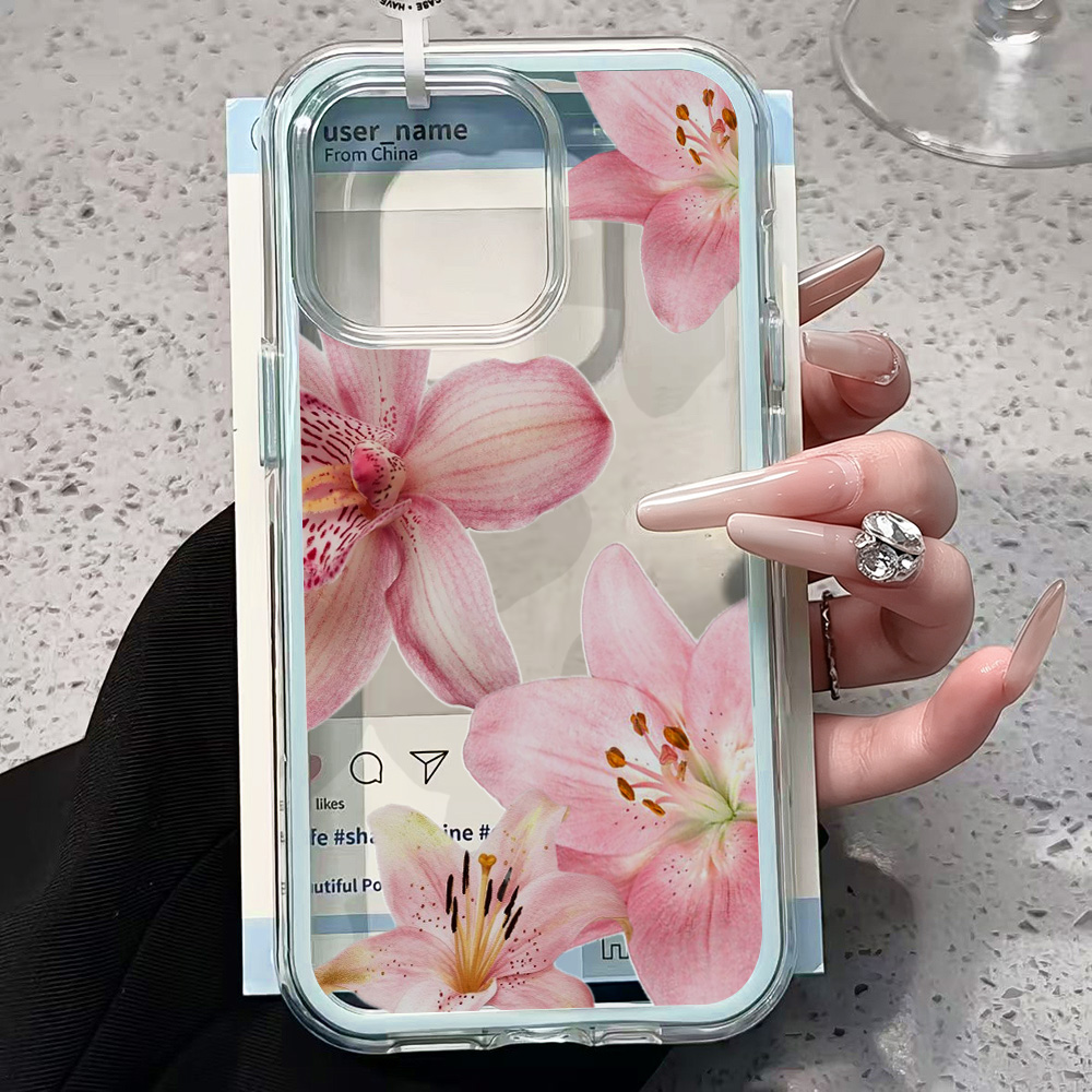 Pembe Zambak Çiçeği Şeffaf Tel - Phone Cases Pink incelemesi ve fiyatı