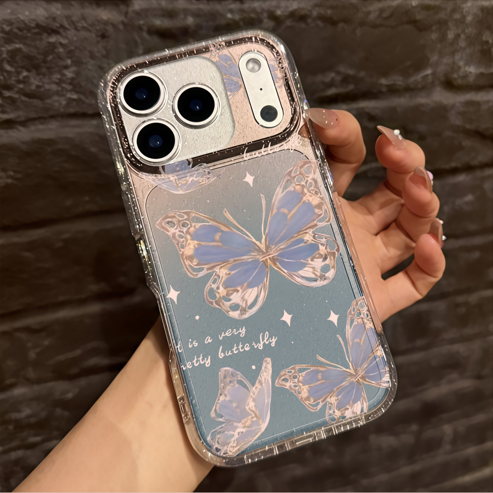 Lüks Mavi Kelebek Şeffaf Simli - Phone Cases Iphone 17 Pro Max incelemesi ve fiyatı