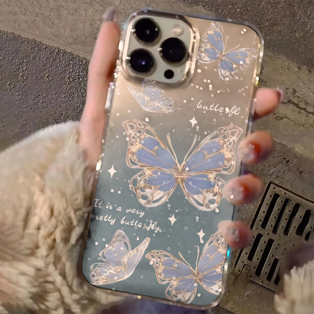 Lüks Mavi Kelebek Şeffaf Simli - Phone Cases Iphone 17 Pro Max incelemesi ve fiyatı