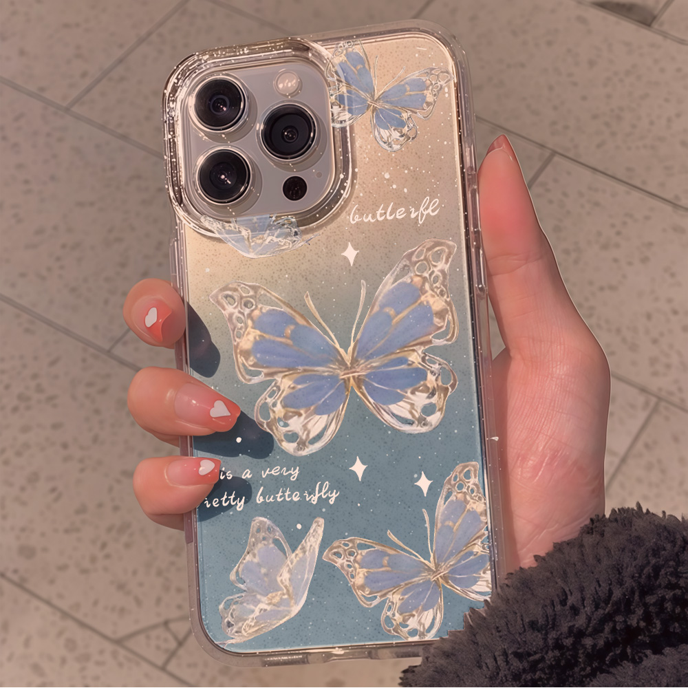 Lüks Mavi Kelebek Şeffaf Simli - Phone Cases Iphone 17 Pro Max incelemesi ve fiyatı